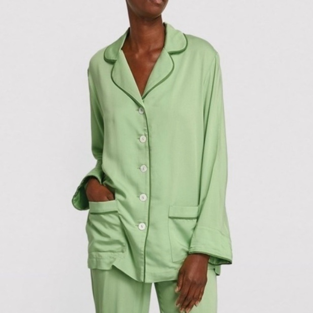 Sleeper Mint Green Button Front Pajama Top